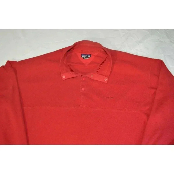 Patagonia Vintage Red Snap T Fleece Button Mens XL Long Sleeve Made in USA